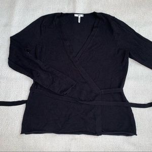 Surplice wrap knit top black with side ties Size Large